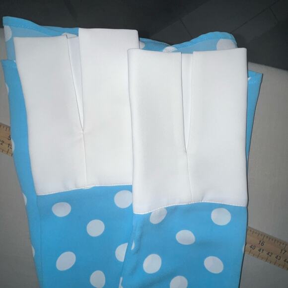VINTAGE ANNE KLIEN POLKA DOT BLOUSE WITH SLIT CUFF SIREN BLUE/NYC WHITE SIZE XS - Picture 5 of 13